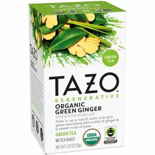 Tazo Regenerative Organic Green Ginger Green Tea Bag Green Tea - Organic - 16 / Box