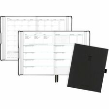 At-A-Glance Foundation FD-200-05 Planner Small - Weekly, Monthly - 2026 to 2026 - 1 Week, 1 Month Double Page Layout - 5 3/4" x 8 1/4" Sheet Size - White Sheet - Case Bound - Black - Faux Leather - Black Paper Cover - Monthly Planner, Sticker Sheet, To-do