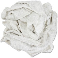 TASKBrand 25 lb. Economy Terry Rags For Kitchen, Janitorial, General Purpose - Towel - White - 1 / Carton