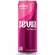 Zevia Zero Sugar Soda Ready-to-Drink - Sugar Free - 12 fl oz (355 mL) - Black Cherry - 12 / Carton