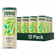 Zevia Sweetened Green Tea Green Tea Green Tea - 12 oz - GMO Free - Organic - 12 / Carton