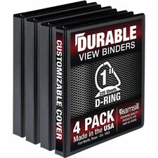 Samsill Ring Binder Letter - 8 1/2" x 11" Sheet Size - 3 x 1" Ring(s) - Fastener(s): D-Ring - Pocket(s): 2, Internal - Black - Durable, Clear Overlay, Non-stick, Transfer Safe, Copy Safe, Wear Resistant, Tear Resistant - 4 Pack