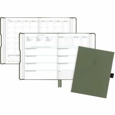 At-A-Glance Foundation Undated Weekly Monthly Planner, Green, Small, 5 1/2" x 8 1/2" Undated - 12 Month - 2026 to 2026 - 1 Week, 1 Month Double Page Layout - 5 1/2" x 8 1/2" Sheet Size - White Sheet - Wire Bound - Green - Faux Leather - Planner Page, Stic