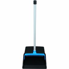 Genuine Joe Lobby Dust Pan 11.50" Wide - Polyvinyl Chloride (PVC) Handle - Blue, Black - 1 Each