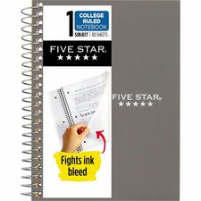 Mead College Ruled Notebook 1 Subject(s) - 80 Sheets - Wire Bound - Ruled Margin - 4 3/8" x 7" Sheet Size - Assorted Poly, Plastic Cover - Durable, Water Resistant, Reinforced, Tear Resistant, Pocket Divider, Ink Resistant, Flexible Cover, Perforated, Eas