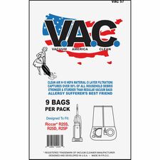 V.A.C. Riccar 25 Series Vacuum Bags 9/Pack - 5 / Bundle - White