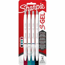 Sharpie S-Gel, White Fashion Barrel, Medium Point (0.7mm) 0.7 mm Medium, Bold Pen Point - Update Classic Ink - Gel-based - White Plastic Barrel - 4 / Pack