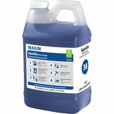 Maxim Sparkle Glass Cleaner For Window, Metal, Plastic, Fiberglass, Hard Surface, Glass, Mirror, Chrome - Concentrate - Liquid - 64 fl oz (2 quart) - 7.5 to 8 pH - Streak-free, Versatile, Quick Drying, Eco-friendly, Ammonia-free - Blue - 4 / Carton