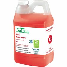 Nattura Super Mega Mop G For Floor, Hard Surface - Concentrate - Liquid - 64 fl oz (2 quart) - 7.5 to 8 pH - Tangy Fruit Scent - Rinse-free - Red - 4 / Carton