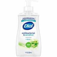 Dial Sensitive Skin Antibacterial Soap Fresh, Aloe Scent - 11 fl oz - Pump Dispenser - Bacteria Remover - Hand, Skin - Antibacterial - Green - Recycled - Cruelty-free, Paraben-free, Phthalate-free, Silicone-free, pH Balanced, Sulfate-free - 1 Each