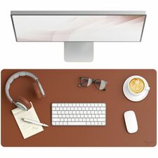 Smead Waterproof Desk Pad Rectangular - 15.7" Width x 31.50000" Depth - Faux Suede Backing - Vegan Leather - Saddle