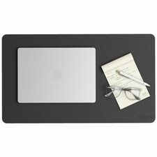 Smead Waterproof Desk Pad Rectangular - 13.7" Width x 23.60000" Depth - Faux Suede Backing - Vegan Leather - Charcoal