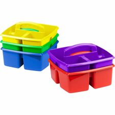 Storex Classroom Caddy 3 Compartment(s) - 5.25" Height x 9.25" Width x 9.25" Depth - Handle, Washable, Stackable, Impact Resistant, Dishwasher Safe, Durable - 50% Recycled - Blue - Plastic - 5 / Set