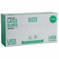BLUZEN Powder-Free Latex Gloves 4 mil Thickness - Medium Size - Latex - Off White - Comfortable - For Healthcare, General Purpose - 100/Box - 10 / Carton
