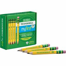 Ticonderoga My First Pencil w/Eraser Graphite Lead - HB/#2 - Broad Point - Yellow Barrel - 36 / Pack