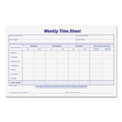 Weekly Time Sheets, One-Part (No Copies), 8.5 x 5.5, 50 Forms/Pad, 2 Pads/Pack