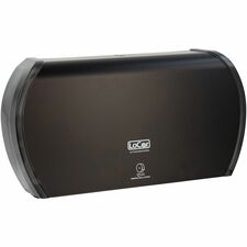 LoCor Jumbo Twin Bath Tissue Dispenser Roll Dispenser - 2 - 5.8" Height x 20.9" Width x 12.4" Depth - Matte Black - Sliding Door - 1 Each
