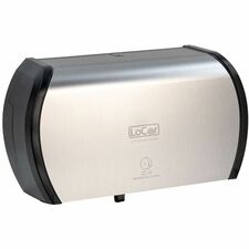 LoCor Side-By-Side Bath Tissue Dispenser Roll Dispenser - 3000 x Sheet - 5.2" Height x 15" Width x 8.9" Depth - Stainless - Sliding Door, Lockable - 1 Each