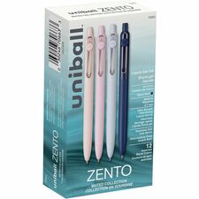 uniball&#8482; Zento Retractable Liquid Gel Pens 0.7 mm Medium Pen Point - Retractable - Black Ink - Liquid Gel Ink - 1 Dozen