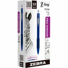 Zebra Pen Z-Grip Mechanical Pencil 0.7 mm Lead - HB/#2 - Refillable - Navy Blue Barrel - 1 Dozen