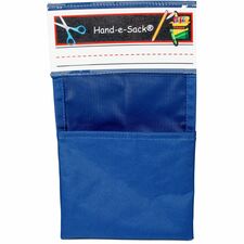Seat Sack Hand-e-Sack Storage Pouches Desk - Hook & Loop Closure, Interlockable, Storage Space, Tear Resistant, Adhesive - Blue - 10 / Carton