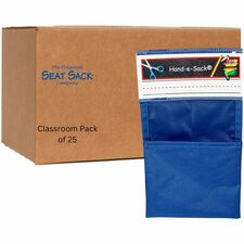 Seat Sack Hand-e-Sack Storage Pouches Desk - Interlockable, Tear Resistant, Adhesive, Storage Space - Blue - 25 / Carton