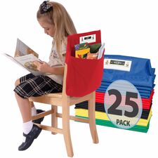 Seat Sack Classroom Pack One-Pocket 1 Pocket(s) - 12" Width x 2" Depth - Chair - Durable, Expandable, Washable, Easy to Clean, Laminated - Multi - Poly, Cotton, Laminate - 25/Pack - 1 / Carton