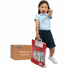 Seat Sack Read-n-Go Carrying Case (Pouch) Book - Red Poly Cotton, Fabric Body - Handle - 16" Height x 10.5" Width x 2" Depth - 25 / Carton
