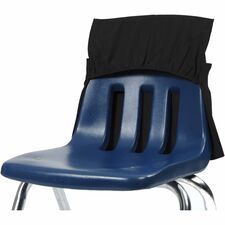 Seat Sack One-Pocket Seat Sacks with Elastic Back 1 Pocket(s) - 17" Width x 2" Depth - Chair - Elastic, Expandable, Washable, Durable - Black - Plastic, Poly Cotton, Laminate - 25 / Carton