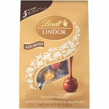 Lindor Assorted Truffles Milk Chocolate, White Chocolate, Dark Chocolate, Caramel - Individually Wrapped - 15.20 oz - 36 Bag - 1 / Carton