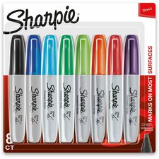 Sharpie Chisel Tip Permanent Markers Thin Chisel, Thick Marker Point - Assorted Ink - Alcohol Based - 8 / Pack