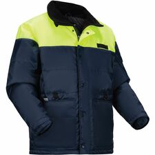 Ergodyne N-Ferno 6476 Insulated Freezer Jacket Recommended for: Cold Storage - Extra Small - 49" Chest - 43" Waist - Cold Temperature Protection - Snap/Zipper Closure - 2 Pocket(s) - Polyurethane, Polyester - Navy - Rugged, Durable, Water Repellent, Water