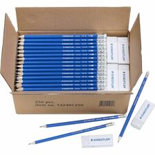 Staedtler Norica Pencils & Eraser Class Pack Black Lead - HB/#2 - Yellow Wood Barrel - 250 / Box