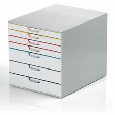 DURABLE Varicolor 7-Drawer Desktop Storage Box 7 Drawer(s) - 11" Height x 11.50" Width x 14" Depth - Stackable - Removable Drawer, Plastic Feet, Anti-slip, Pull-out Drawer, Non-slip, Recessed Handle - Multicolor - Plastic - 1 Each