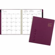 At-A-Glance Contempo Large Monthly Planner Large - Monthly - 12 Month - January 2026 to December 2026 - 1 Month Double Page Layout - 9" x 11" Sheet Size - 1.93" x 1.75" Block - Twin Wire - Purple - Paper - Crushed Cherry Faux Leather Cover - Monthly Plann