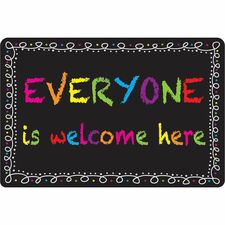 Ashley Smart Poly Original Fun Welcome Mat Classroom, Floor, Student - 15.50" Length x 23.50" Width - Everyone is Welcome Here, Chalk Loop - Multicolor - 1 Each