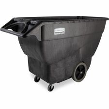 Rubbermaid Commercial Structural Foam Tilt Truck Steering Wheel Handle - 600 lb Capacity - 4 Casters - Structural Foam, Resin - 64.50" Length x 30.25" Width x 38" Height - Black - 1 Each