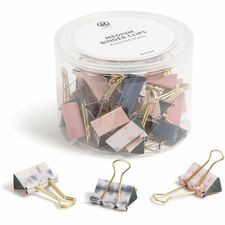 U Brands Binder Clip Medium - 1" Width - 145 Sheet Capacity - for Office, Color Coding, Document, Paperwork, Paper, Home, School, Assignment, Notes, File - Acid-free, Non-magnetic, Non-toxic, Durable, Non-slip Grip - Gold, Assorted, Pink, Purple, White -
