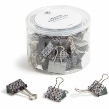 U Brands Binder Clip Medium - 1" Width - 145 Sheet Capacity - for Paperwork, Paper, Office, Home, School, Document, Notes, File, Assignment - Acid-free, Non-magnetic, Durable, Non-slip Grip - Assorted, Silver, White, Black - Steel, Metal - 36 / Pack