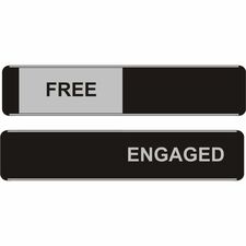 Stewart Superior Sliding Information Sign Print/Message "Free/Engaged" - 8.9" Width x 2" Height - Rectangular Shape - Door - Self-adhesive - Office - Aluminum, Polyvinyl Chloride (PVC) - Black, Silver - 1 Each