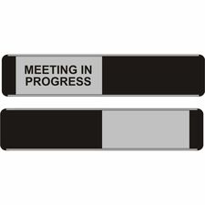 Seco Door Signs Print/Message "Meeting In Progress" - 10" Width x 2" Height - Door-mountable - Self-adhesive - Display, Meeting, Room - Aluminum, Polyvinyl Chloride (PVC) - Multicolor - 1 Each
