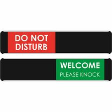 Seco Door Signs Print/Message "Do Not Disturb" , "WELCOME PLEASE KNOCK" - 10" Width x 2" Height - Door-mountable - Self-adhesive - Display, Meeting, Room - Aluminum, Polyvinyl Chloride (PVC) - Multicolor - 1 Each