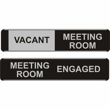 Stewart Superior Conference Room Sign Print/Message "Meeting Room" , "Engaged" , "Meeting Room" , "Vacant" - 10" Width x 2" Height - Self-adhesive - Conference - Aluminum, Polyvinyl Chloride (PVC) - 1 Each