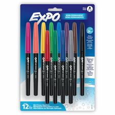Expo Wet-Erase Markers Erasable - Assorted Ink - 12 / Pack