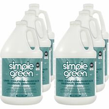Simple Green Lime-Calcium-Surface Residue Remover For Multi Surface, Multipurpose - 128 fl oz (4 quart) - Pleasant, Wintergreen Scent - Deodorize, Bleach-free, Ammonia-free, Phosphorous-free, Non-abrasive - Turquoise - 6 / Carton
