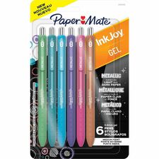 Paper Mate InkJoy Gel Pens 0.8 mm Medium, 0.7 mm Pen Point - Assorted, Metallic Ink - Gel-based - 6 / Pack
