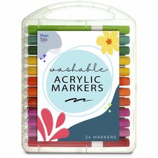 The Pencil Grip Magic Stix Washable Acrylic Markers Washable - Assorted Ink - Round Barrel - 24 / Each