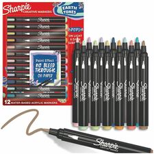 Sharpie Creative Markers Bullet, Bold Marker Point - Assorted, Navy, Coral, Lime, Lilac Ink - Water Based - 12 / Pack