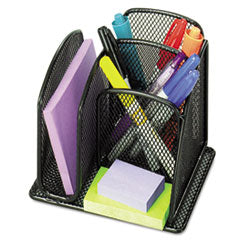 Onyx Mesh Mini Organizer, 3 Compartments, Steel, 6 x 5.25 x 5.25, Black