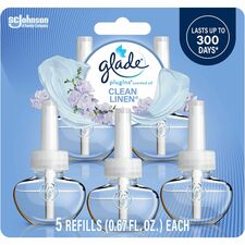 Glade PlugIns Refill Oil - 3.3 fl oz (0.1 quart) - Clean Linen - 50 Day - Long Lasting, Phthalate-free, Formaldehyde-free, Nitro Musk Free - 5 / Pack